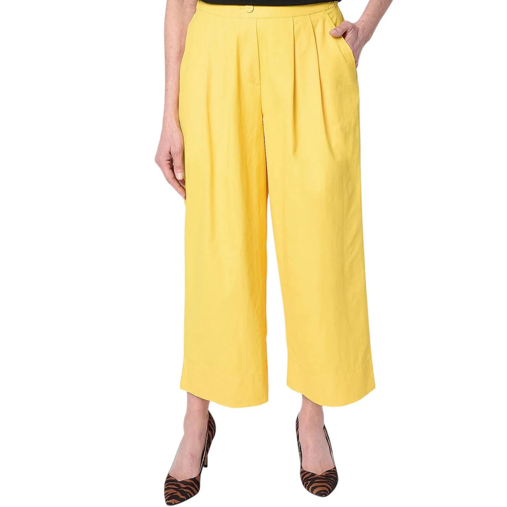 Carla Rockmore Collection Wide- Leg Taffetta Crop Pants Sunflower - Petite